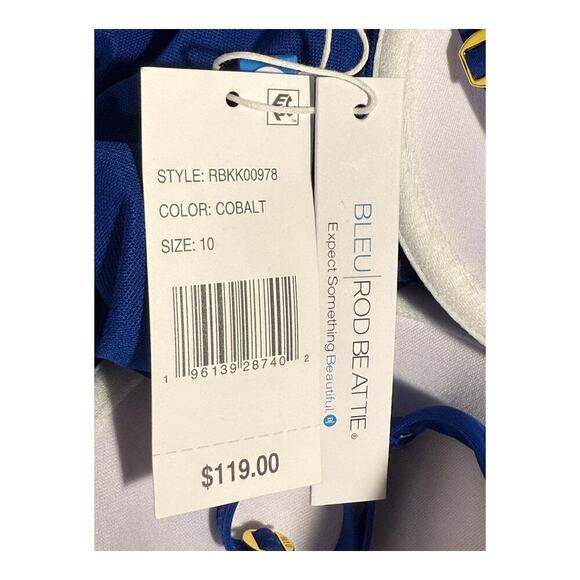 NEW Bleu Rod Beattie Size 10 Blue Kore One-piece Shirred Bandeau Swimsuit NWT - Picture 6 of 6